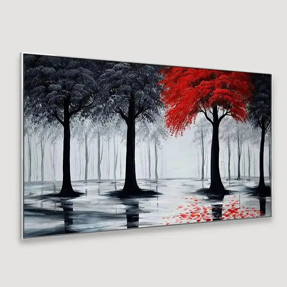 Red and Black Woodland Scene Panoramic Canvas Art AdPrints