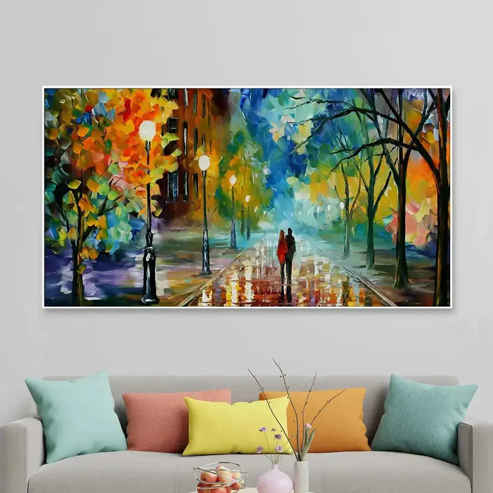 Panoramic Canvas Painting of Forest Landscape AdPrints