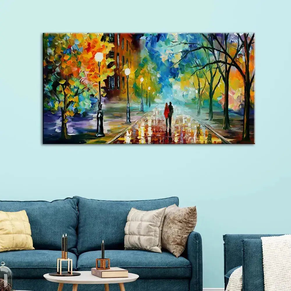 Panoramic Canvas Painting of Forest Landscape AdPrints