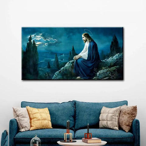 Beautiful Scenery Canvas Painting with Jesus