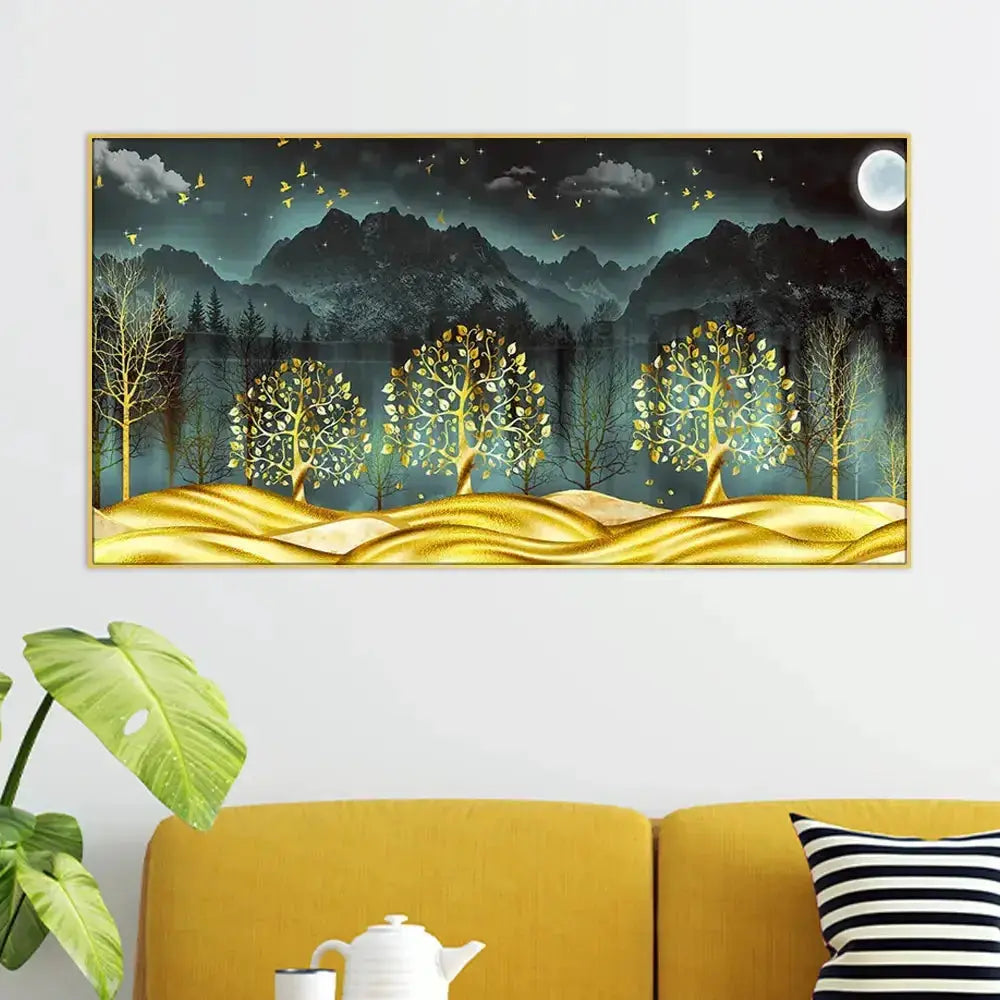 Golden Night Landscape Canvas Painting AdPrints