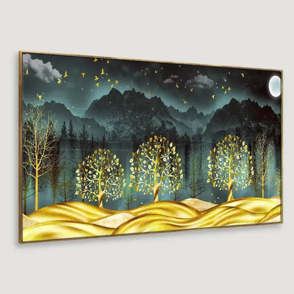 Golden Night Landscape Canvas Painting AdPrints