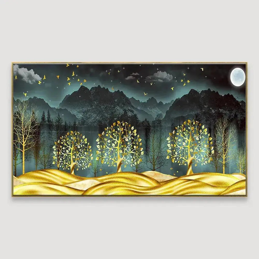 Golden Night Landscape Canvas Painting AdPrints