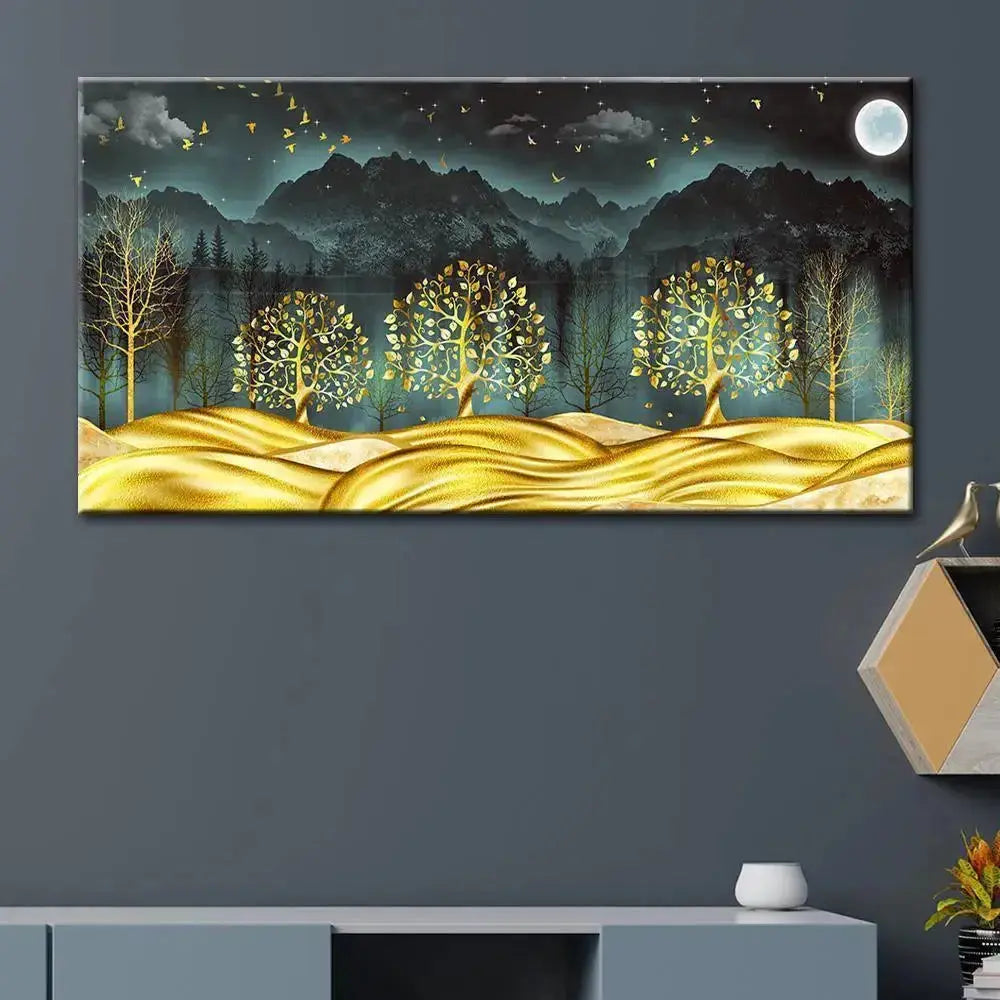 Golden Night Landscape Canvas Painting AdPrints