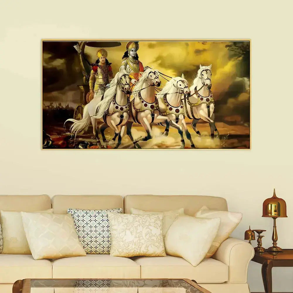 Mahabharata Shri Krishna and Arjun Canvas Painting AdPrints