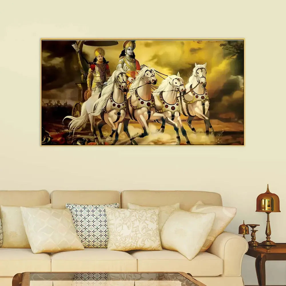 Mahabharata Shri Krishna and Arjun Canvas Painting