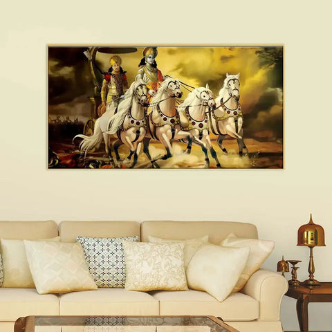 Mahabharata Shri Krishna and Arjun Canvas Painting
