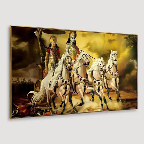 Mahabharata Shri Krishna and Arjun Canvas Painting