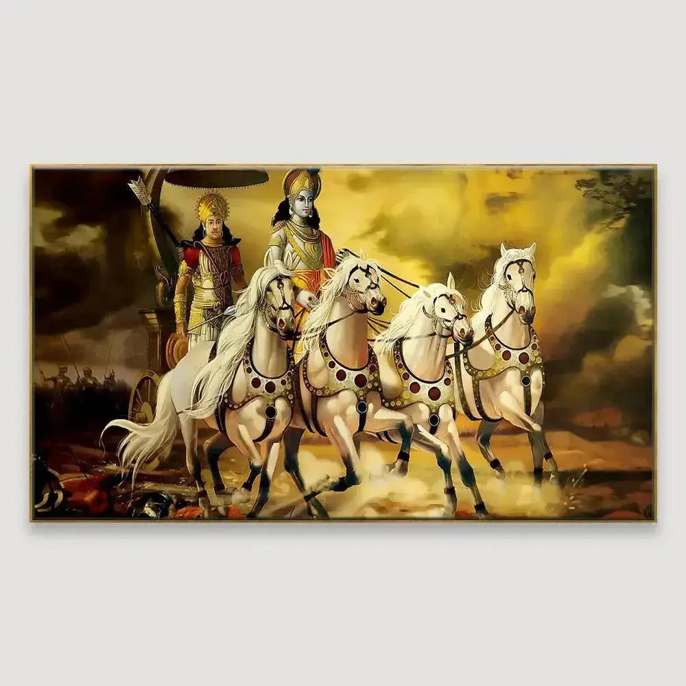 Mahabharata Shri Krishna and Arjun Canvas Painting AdPrints