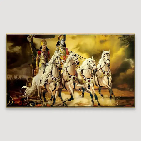 Mahabharata Shri Krishna and Arjun Canvas Painting