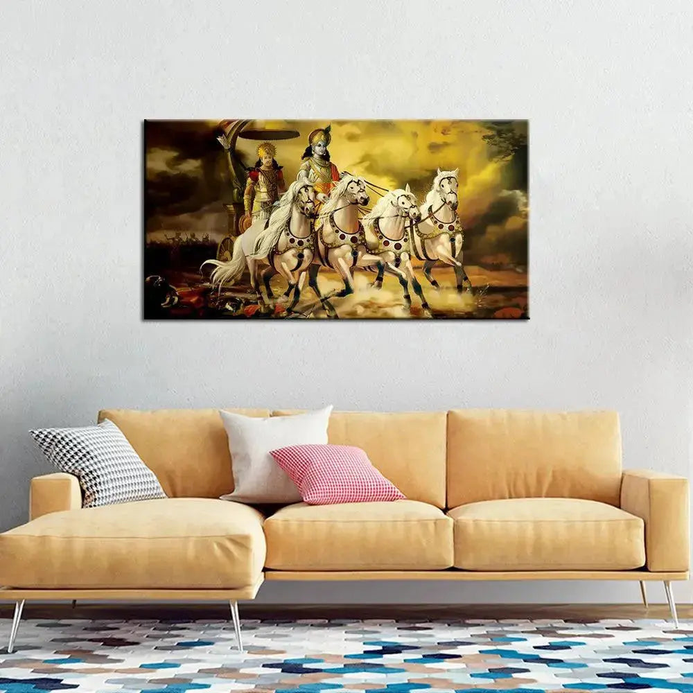 Mahabharata Shri Krishna and Arjun Canvas Painting AdPrints