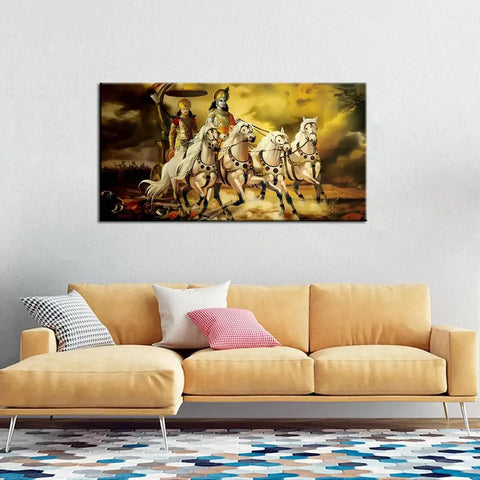 Mahabharata Shri Krishna and Arjun Canvas Painting