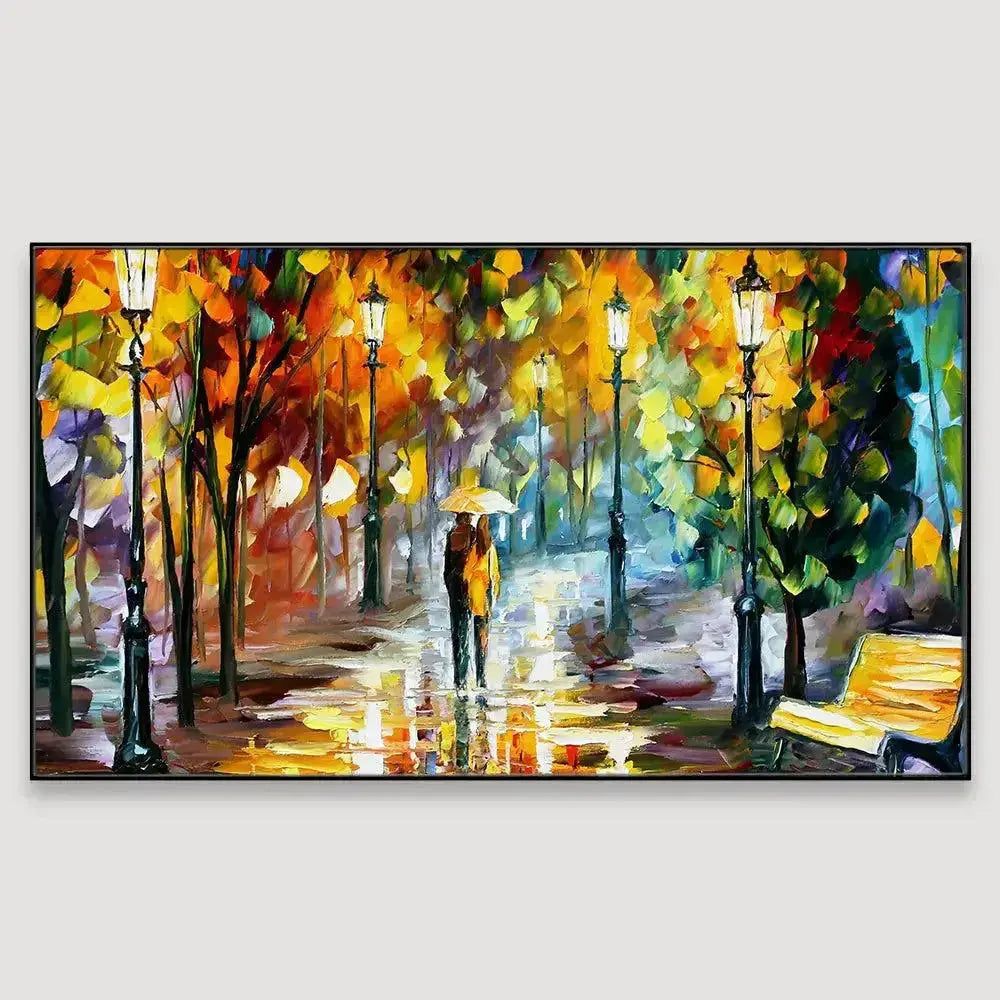 Romantic Love Couple Canvas Painting in a Forest AdPrints