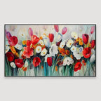 Red and White Tulips Floral Canvas Painting AdPrints