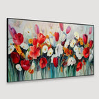 Red and White Tulips Floral Canvas Painting AdPrints