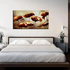 Abstract Design Canvas Painting with Brown Floral Motif - Decor Mantra 