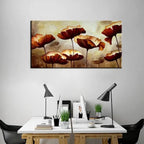 Abstract Design Canvas Painting with Brown Floral Motif - Decor Mantra 