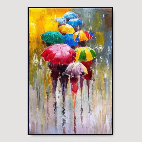 Colorful Rainy Season Canvas Painting Featuring Beautiful Design