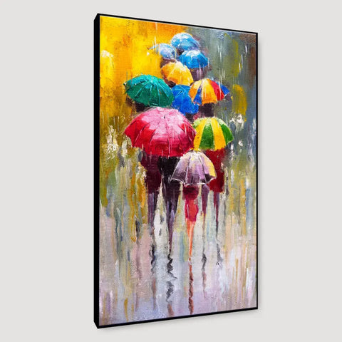 Colorful Rainy Season Canvas Painting Featuring Beautiful Design