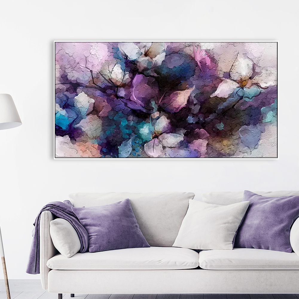Abstract Purple Floral Harmony Framed Wall Art