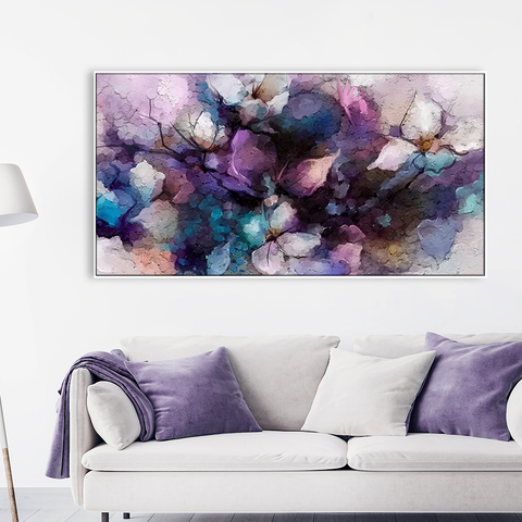 Abstract Purple Floral Harmony Framed Wall Art