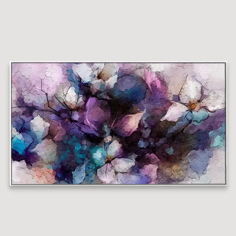 Abstract Purple Floral Harmony Framed Wall Art