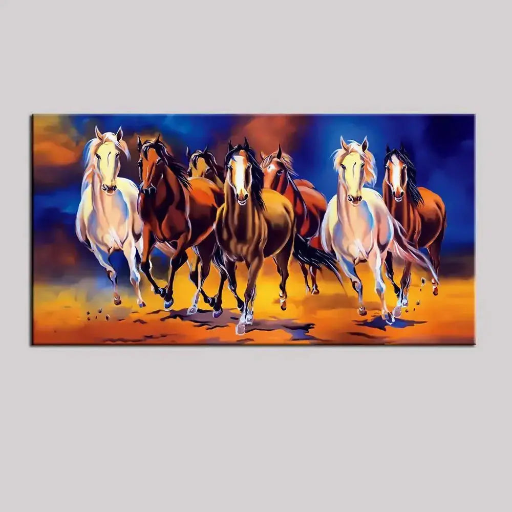 Seven Spirited Horses in Motion Canvas Painting AdPrints