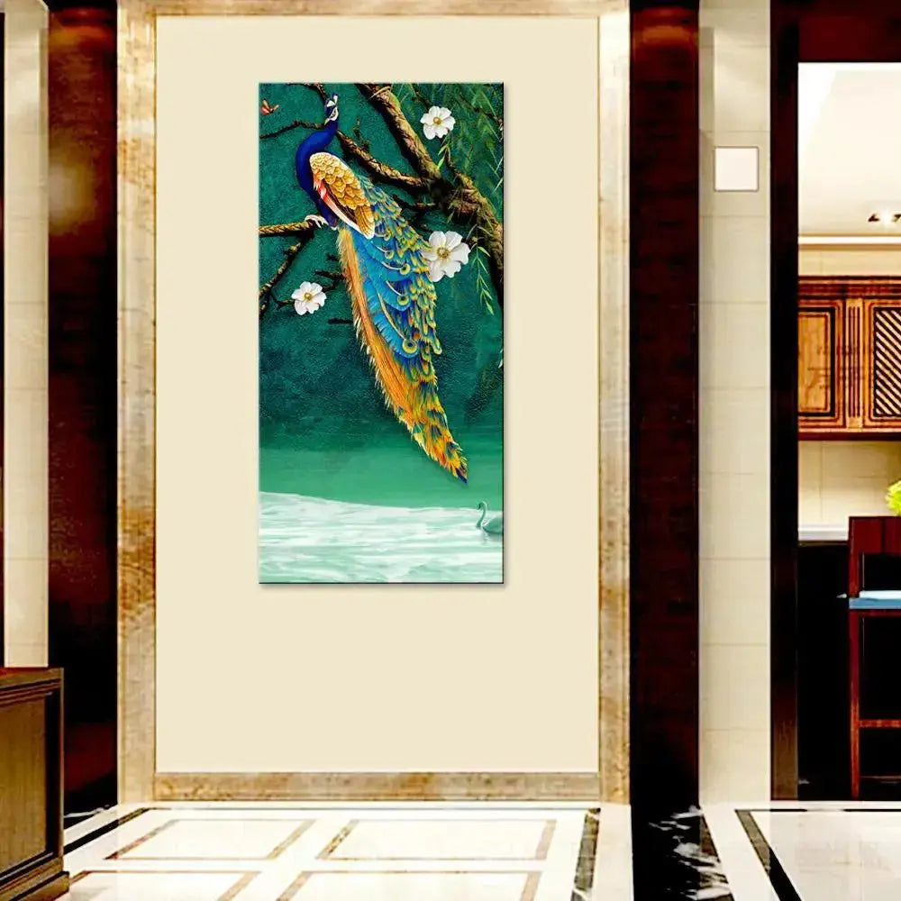 Beautiful Peacock in Natural Setting Canvas Painting AdPrints