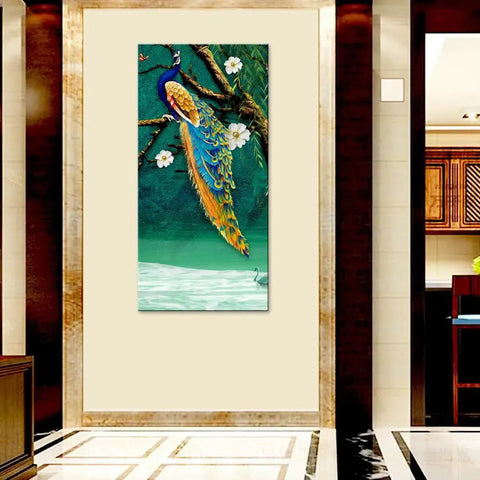 Beautiful Peacock in Natural Setting Canvas Painting