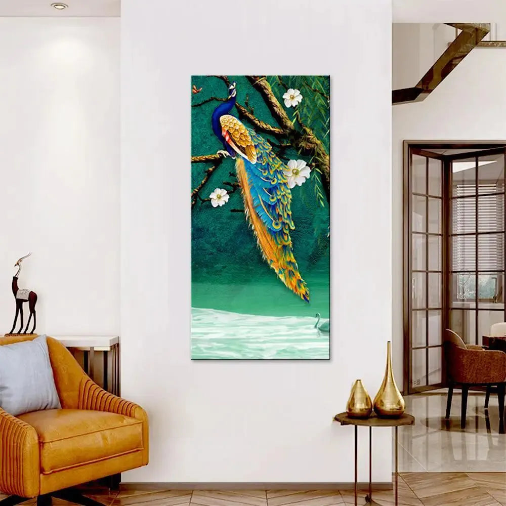 Beautiful Peacock in Natural Setting Canvas Painting