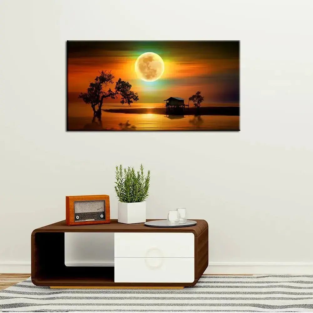 Serene Sunset Beach Canvas Painting AdPrints