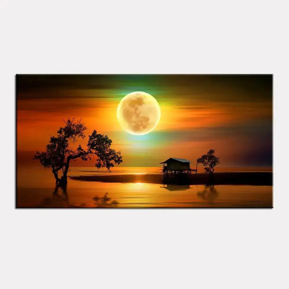 Serene Sunset Beach Canvas Painting AdPrints