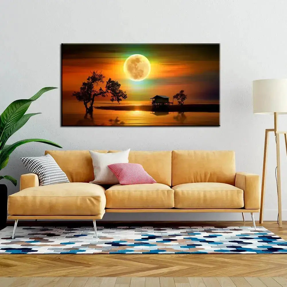 Serene Sunset Beach Canvas Painting AdPrints
