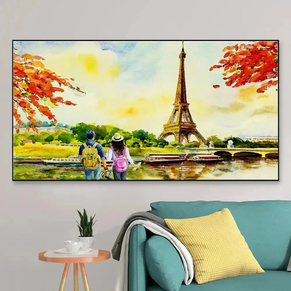 Elegant Parisian Couple Canvas Painting AdPrints