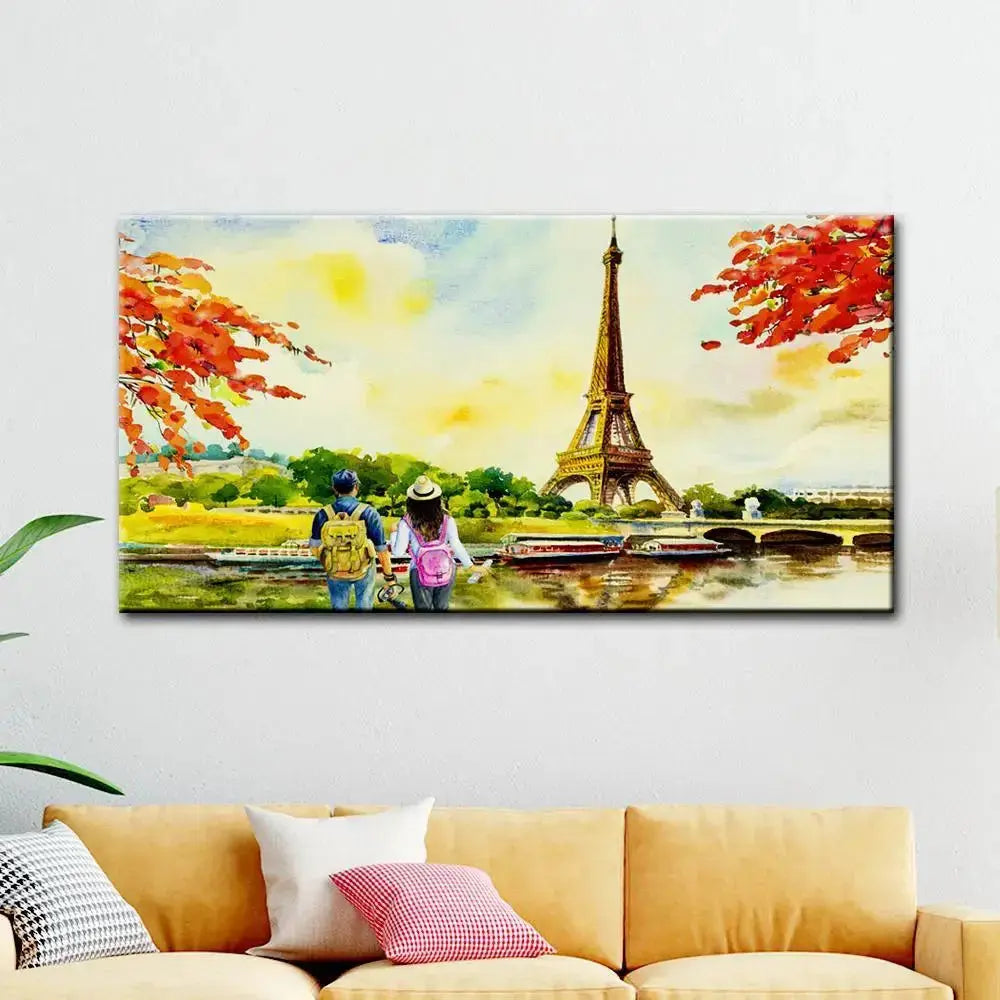 Elegant Parisian Couple Canvas Painting AdPrints