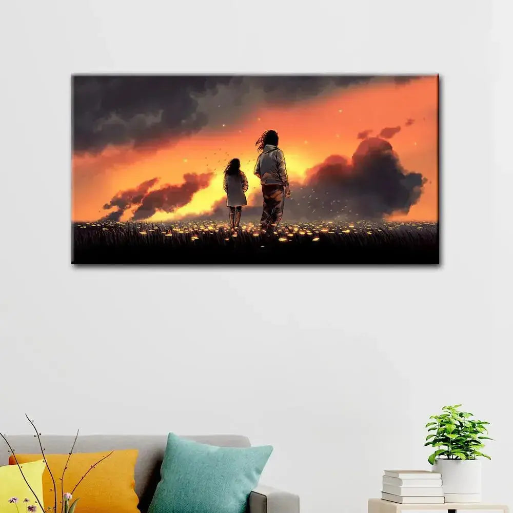 Serene Garden Couple Canvas Painting AdPrints
