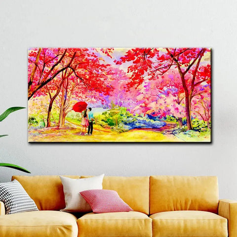 Autumn Garden Love Story Canvas Painting