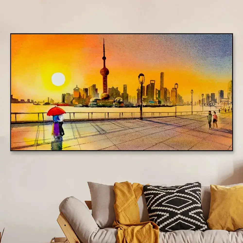 Romantic Couple in Beautiful Landscape Canvas Painting AdPrints