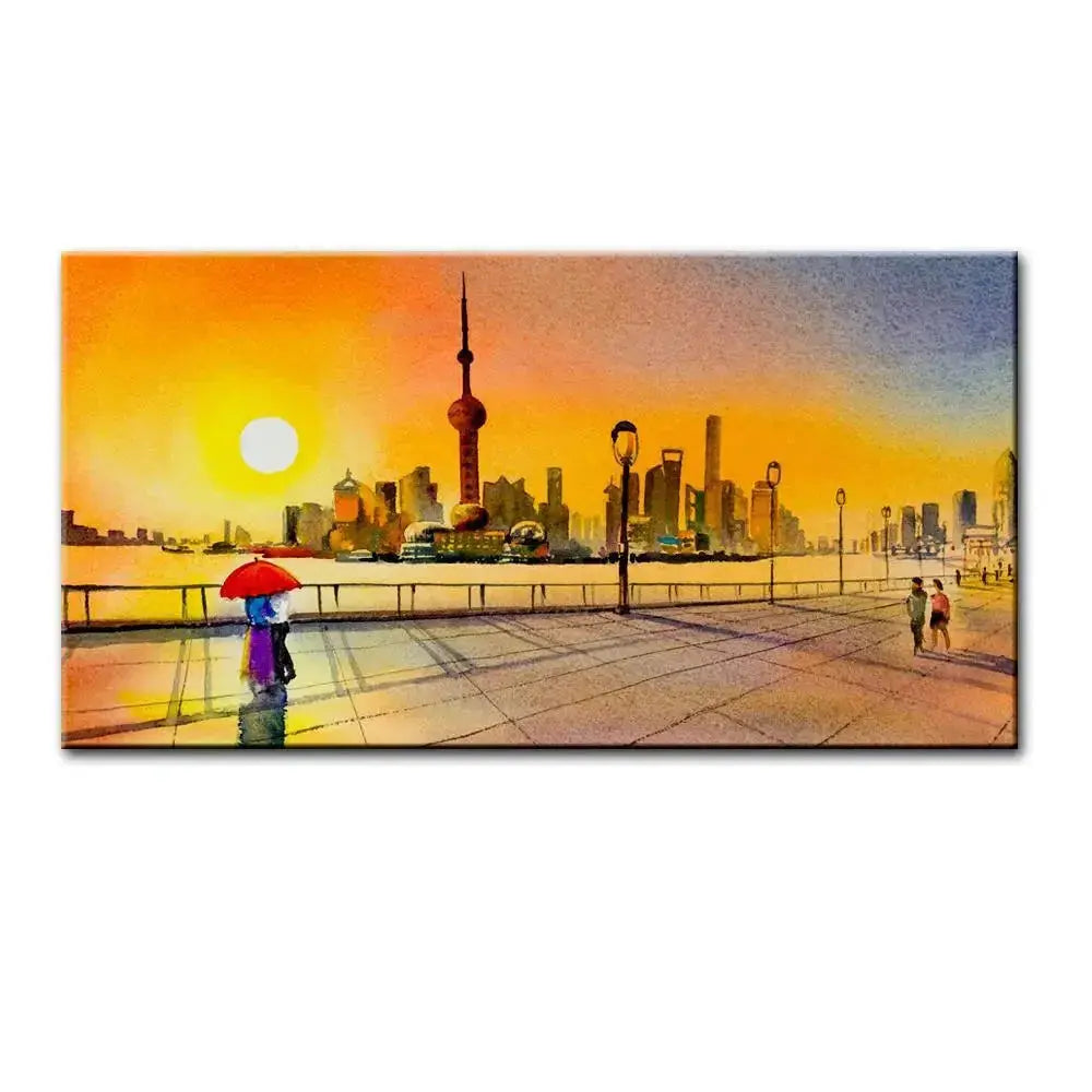 Romantic Couple in Beautiful Landscape Canvas Painting AdPrints