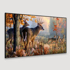 Charming Deer in a Peaceful Forest, Wide-Format Canvas Wall Painting DECORMANTRA