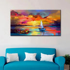 Beautiful Abstract Canvas Painting of a Ship Amidst Sea Scenery AdPrints