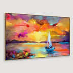 Beautiful Abstract Canvas Painting of a Ship Amidst Sea Scenery AdPrints