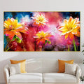 Elegant Panoramic Canvas Painting Showcasing Beautiful Flowers AdPrints