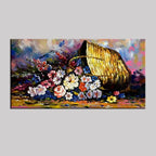 Graceful Large Canvas Painting Displaying Beautiful Flowers in Baskets AdPrints