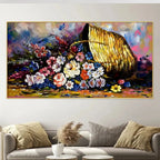 Graceful Large Canvas Painting Displaying Beautiful Flowers in Baskets AdPrints