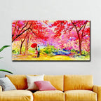 Canvas Printed Painting of a Couple in a Beautiful Autumn Garden AdPrints