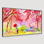 Canvas Printed Painting of a Couple in a Beautiful Autumn Garden AdPrints