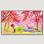 Canvas Printed Painting of a Couple in a Beautiful Autumn Garden AdPrints