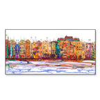 Colorful Isolated Town in a Panoramic Framed Wall Painting DECORMANTRA