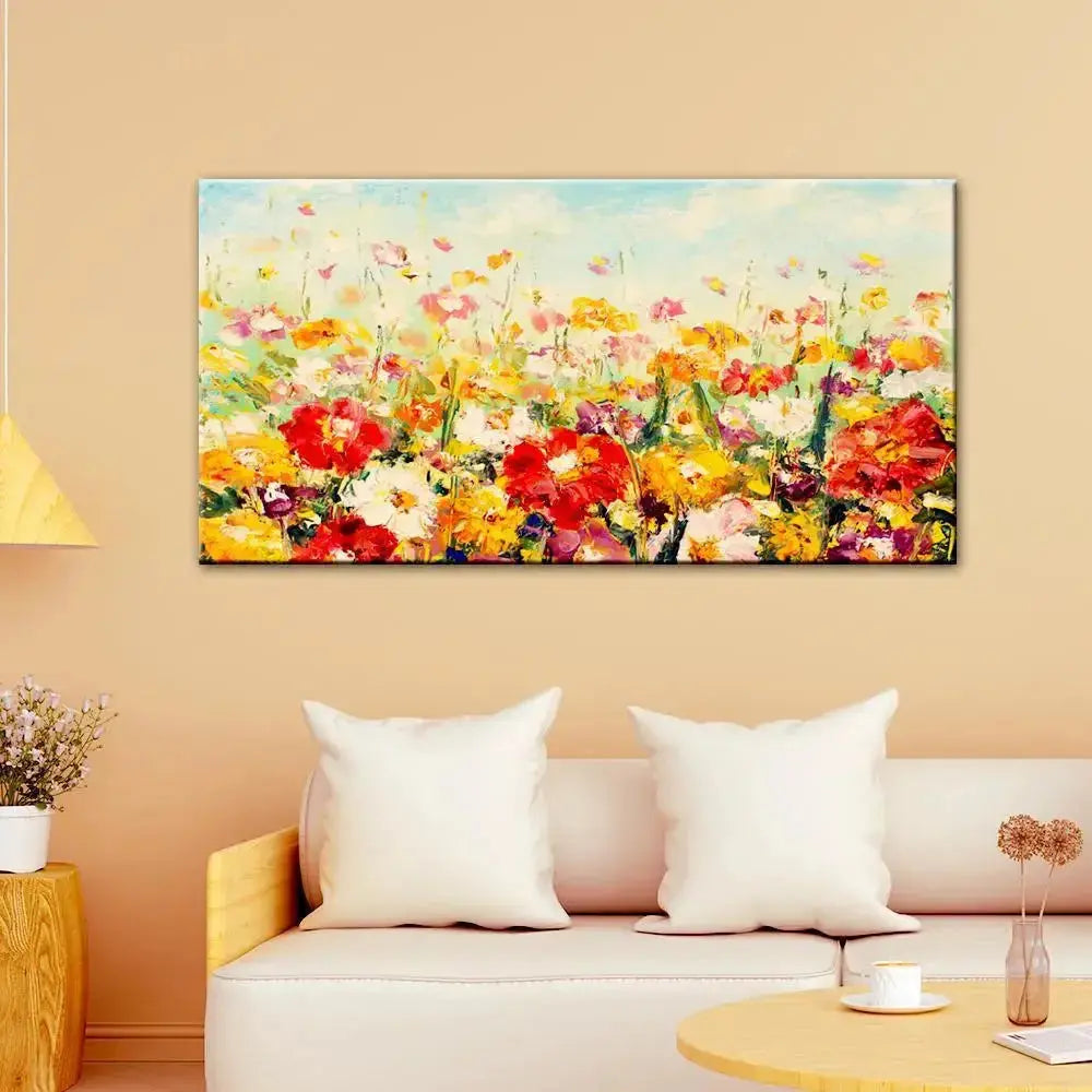 Nature Scene Canvas Painting of a Flower Garden AdPrints